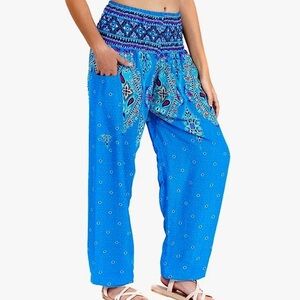 blue patterned harem pants​​​​